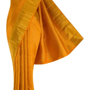 Pure Silk Pure Zari Orange Kanchipuram Saree - Image 3