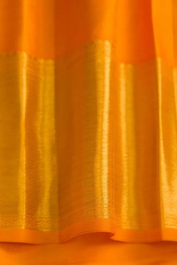 Pure Silk Pure Zari Orange Kanchipuram Saree