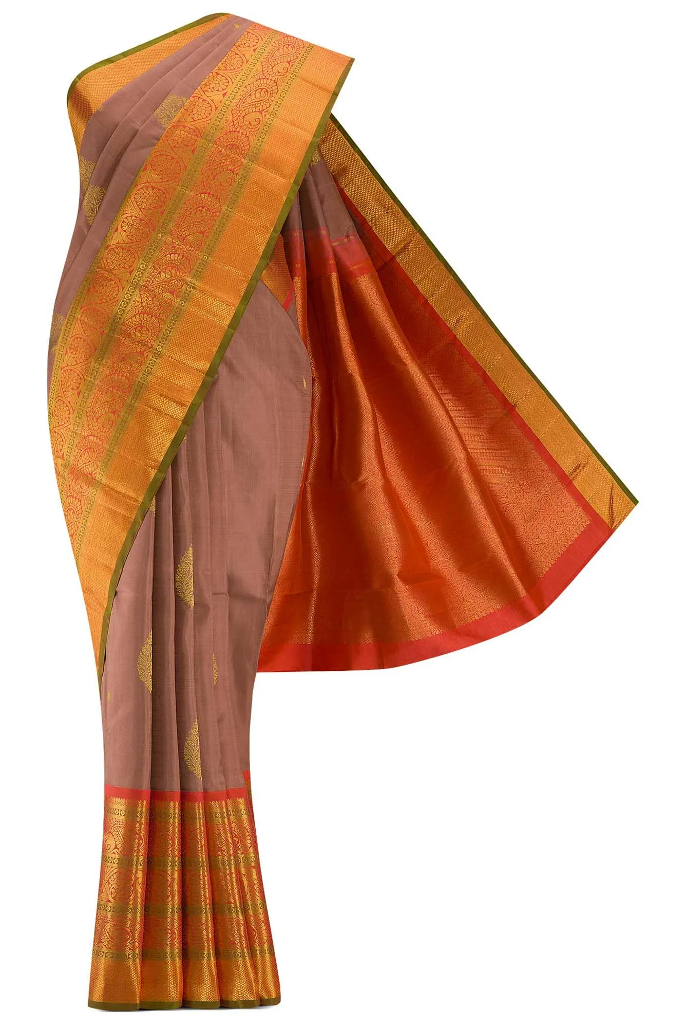 Brown Kanchipuram Silk Saree