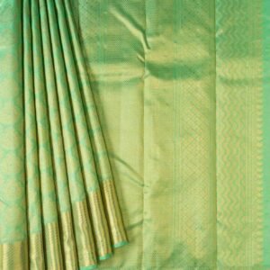 Green Kanchipuram Silk Saree - Image 3
