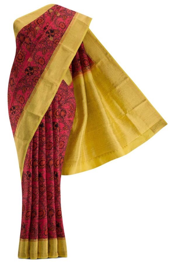 Pink and Black Kanchipuram Silk Saree(