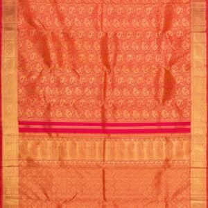 Pure Silk Pure Zari Orange Kanchipuram Saree