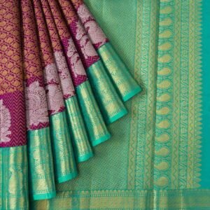 Pure Silk Pure Zari Purple Kanchipuram Saree - Image 3