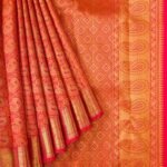 Pure Silk Pure Zari Orange Kanchipuram Saree