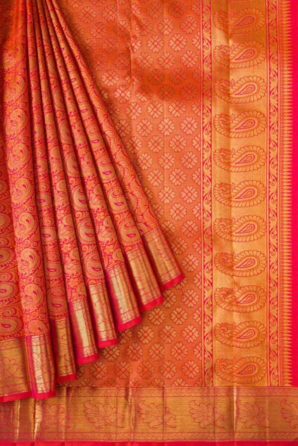 Pure Silk Pure Zari Orange Kanchipuram Saree Pure Silk Pure Zari Orange Kanchipuram Saree