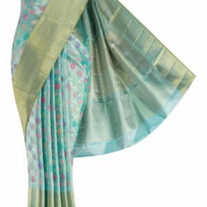 Sky Blue Dual Tone Kanchipuram Tissue Silk Saree - Image 2