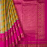 Yellow and Sea Green Kanchipuram Silk Saree