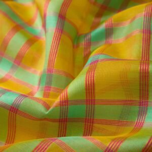 Yellow and Sea Green Kanchipuram Silk Saree(3)
