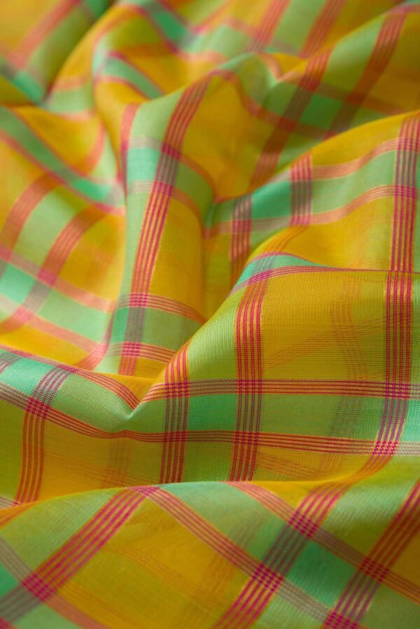 Yellow and Sea Green Kanchipuram Silk Saree(3)