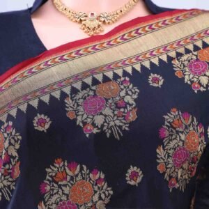 Blue Banarasi Silk Saree - Image 4