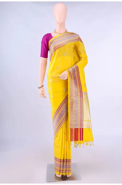 lemon-yellow-banarasi-silk-saree lemon-yellow-banarasi-silk-saree