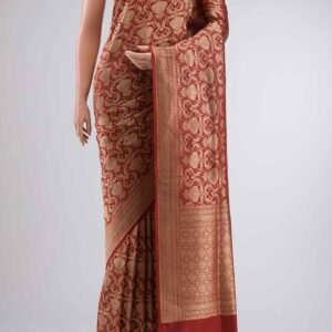 Maroon Banarasi Silk Saree - Image 2