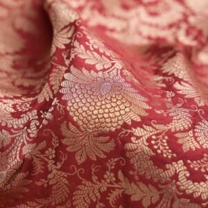 Maroon Banarasi Silk Saree - Image 3